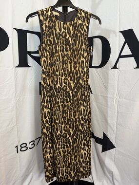 Michael Kors Women's Leopard Print Sleeveless Sheath Dress Brown Size 2 Italy